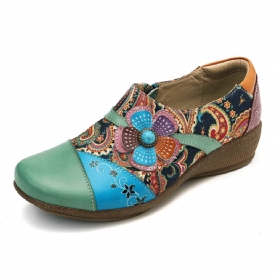 Dames Casual Pumps Met Bloemen Rits