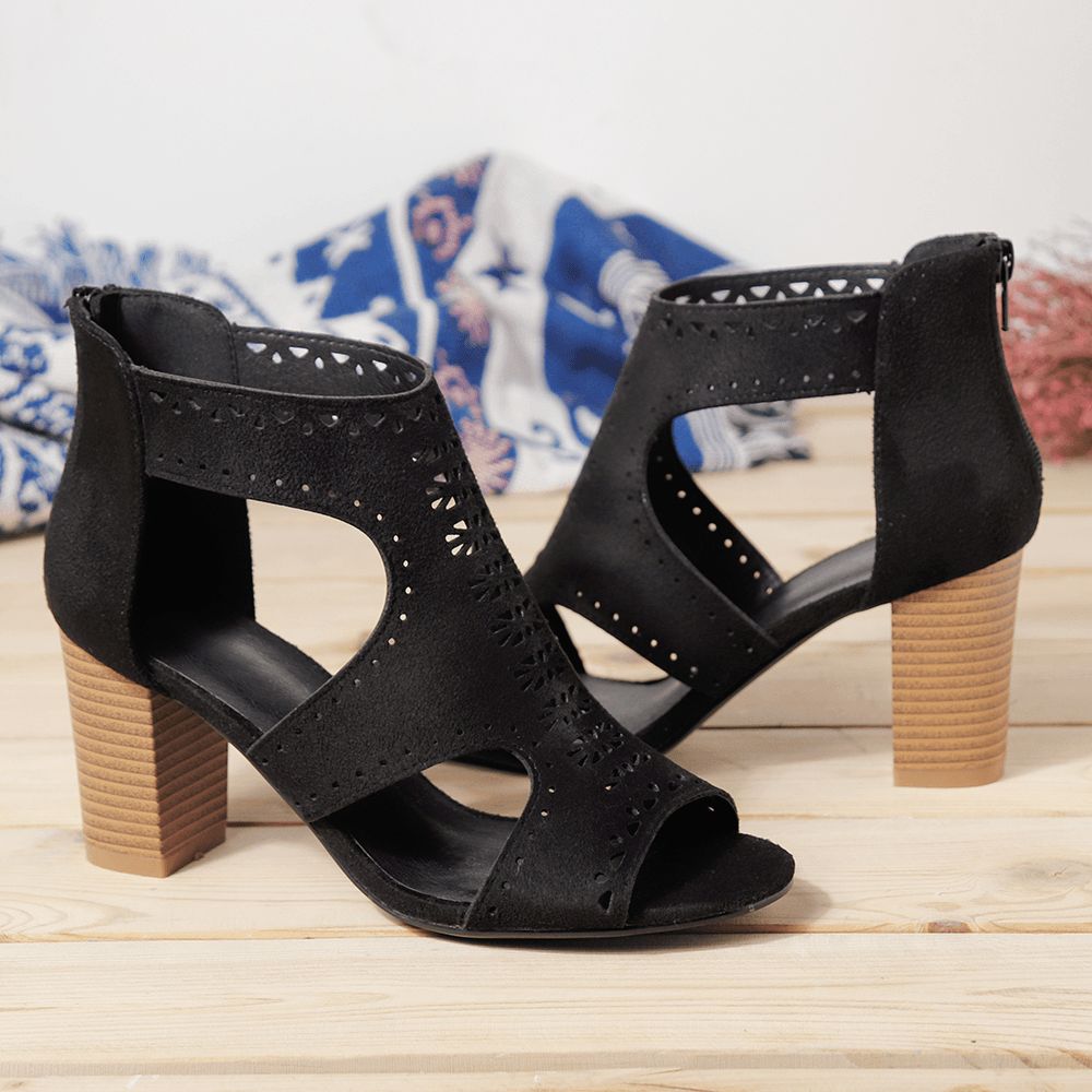 Uitgeholde Effen Kleur Chunky Heel Pumps