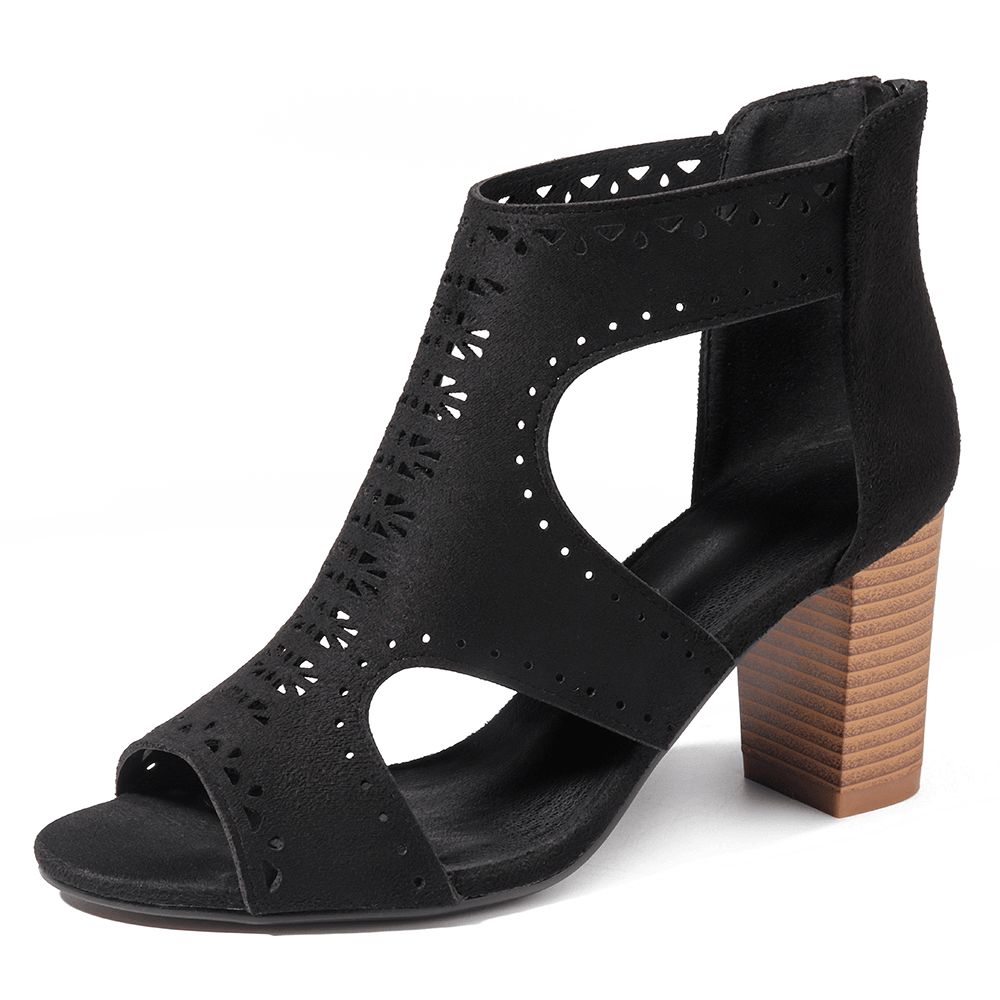 Uitgeholde Effen Kleur Chunky Heel Pumps