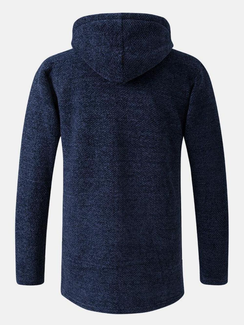 Effen Kleur Warme Halflange Hoodie Met Trekkoord Gebreide Jas Heren