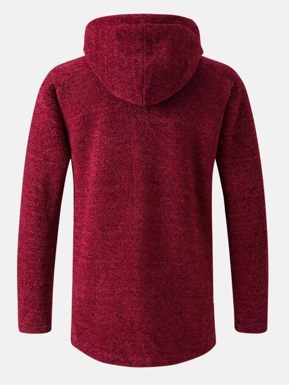 Effen Kleur Warme Halflange Hoodie Met Trekkoord Gebreide Jas Heren