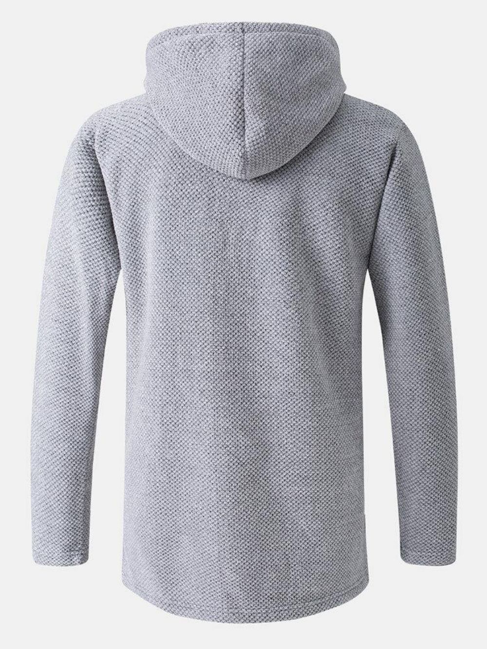 Effen Kleur Warme Halflange Hoodie Met Trekkoord Gebreide Jas Heren