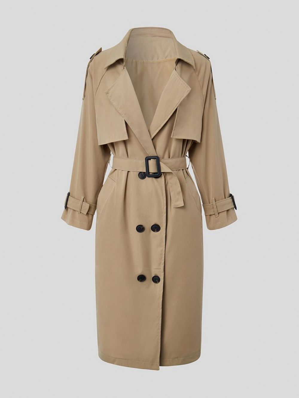 Halflange Klassieke Slim-Fit Trenchcoat Met Riem