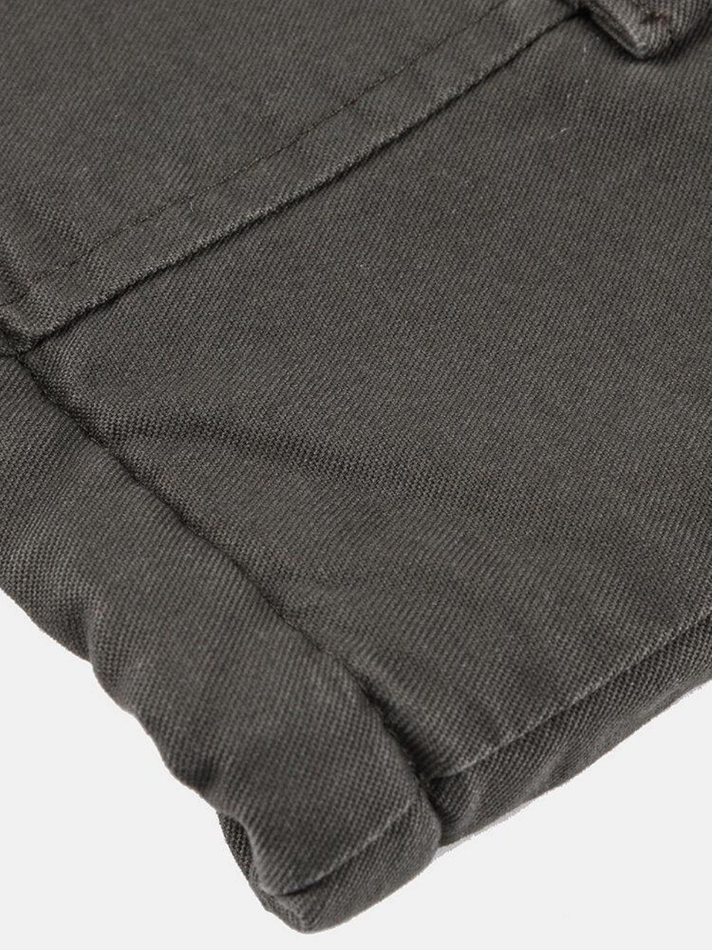 Heren 100% Katoenen Fleece Gevoerde Warme Effen Kleur Cargojassen Met Riem