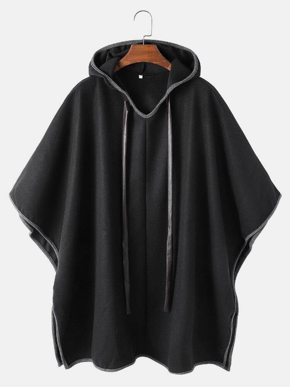 Mouwloze Oversized Casual Zwarte Cape Mantel Met Capuchon Heren