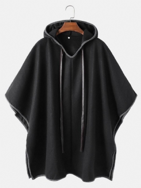 Mouwloze Oversized Casual Zwarte Cape Mantel Met Capuchon Heren