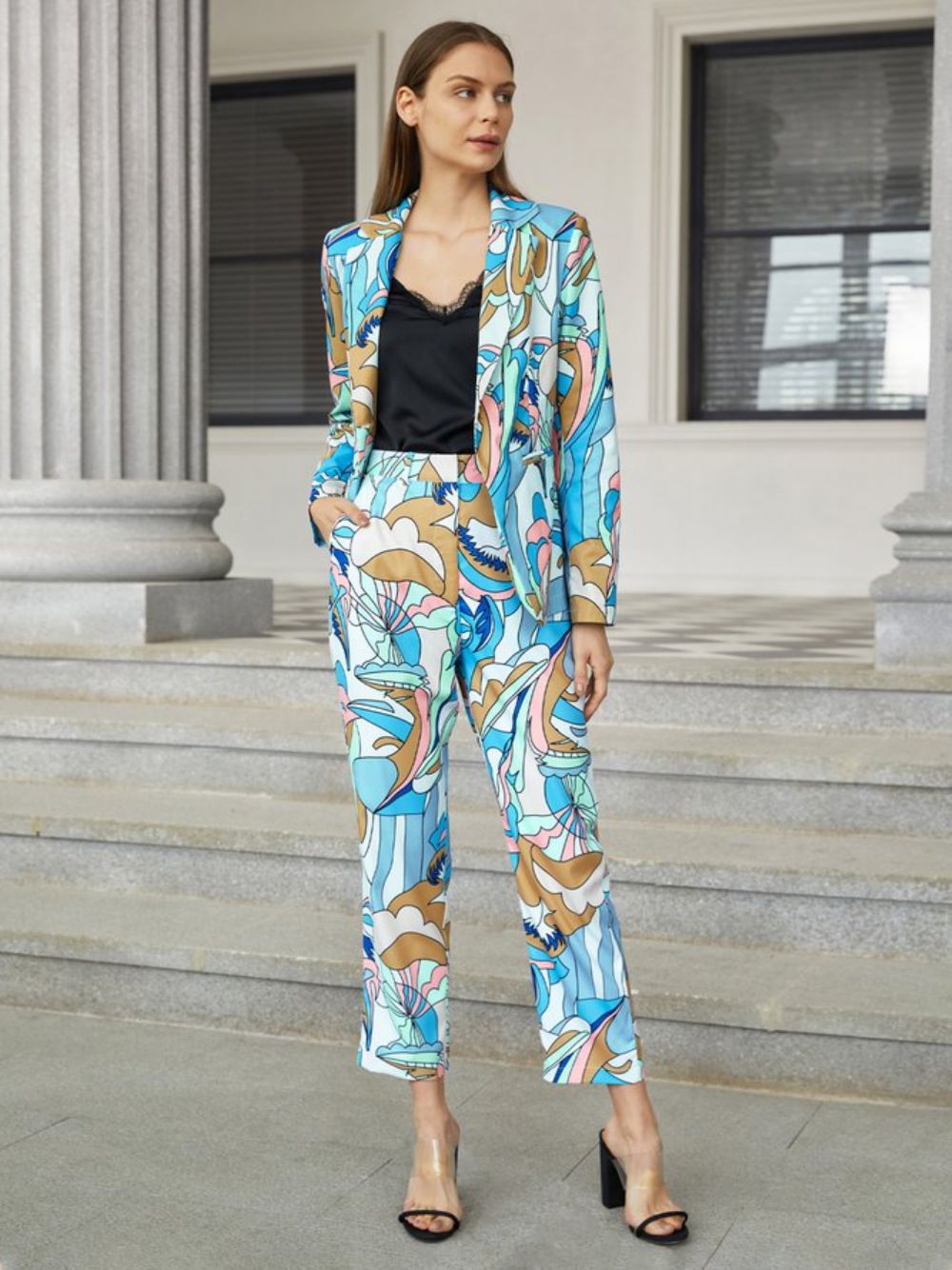 Werk Elegante Blazer Blazer Met Abstracte Print