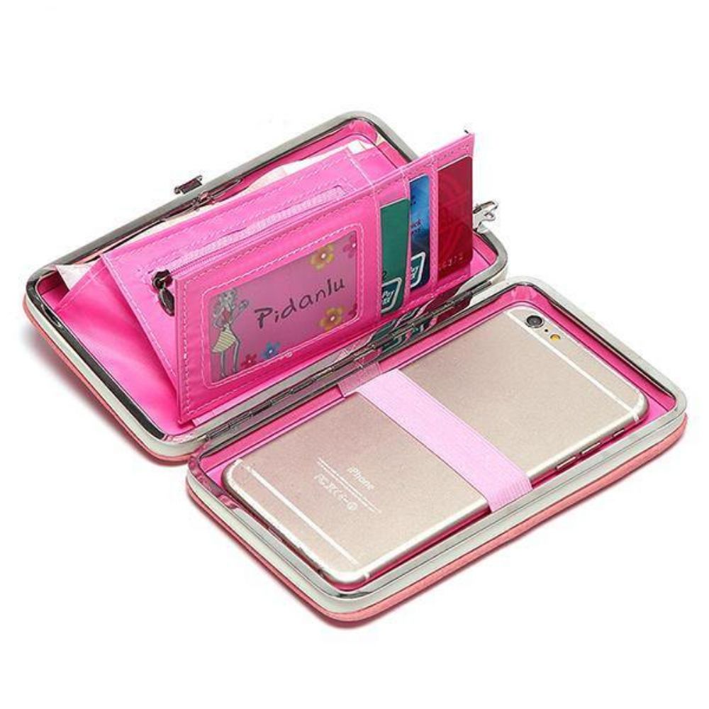 Dames Candy Color Bowkot 5.5 Inch Telefoon Portefeuilles Case Hasp Lange Portemonnee Koppelingen