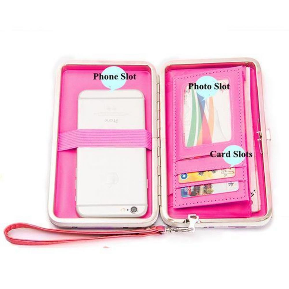 Dames Candy Color Bowkot 5.5 Inch Telefoon Portefeuilles Case Hasp Lange Portemonnee Koppelingen