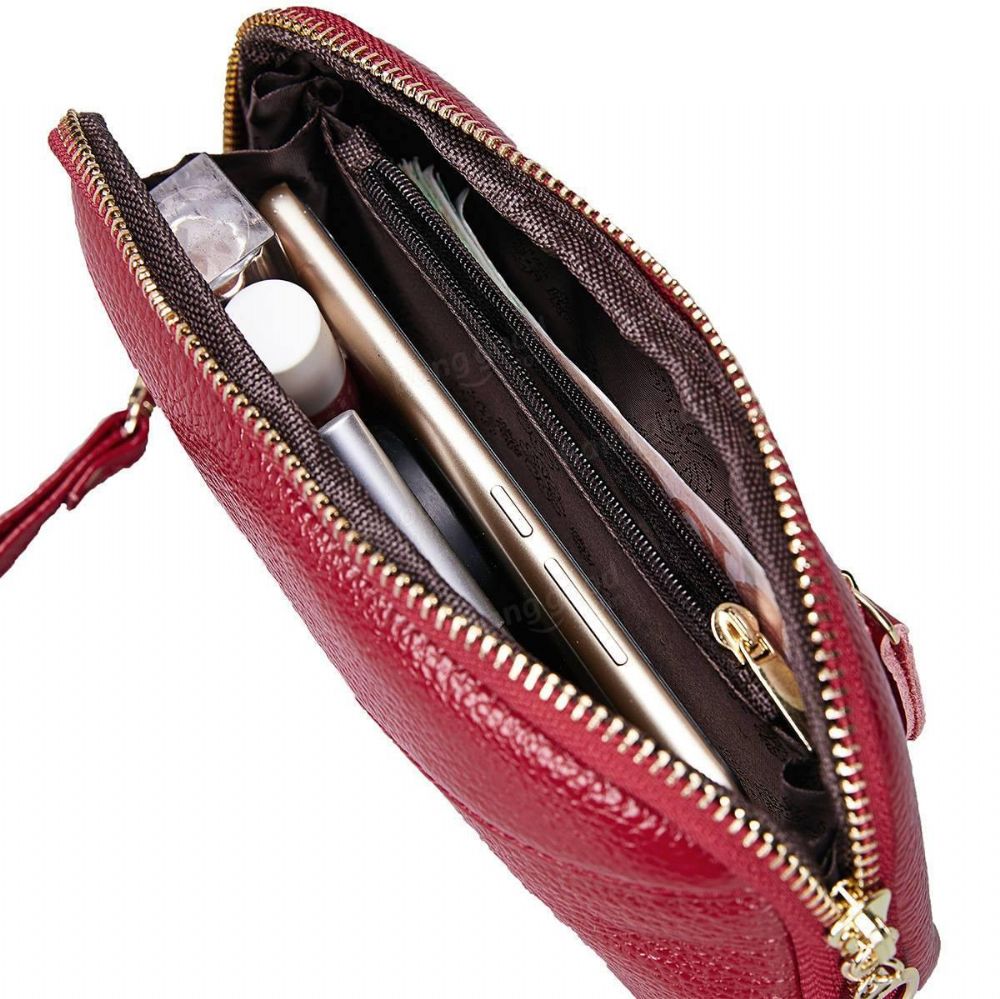 Dames Lederen Clutch Tas Rits Lange Portemonnee Tweevoudige Portemonnee