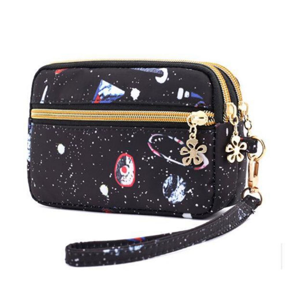 Dames Nylon Galaxy Patroon Clutch Bag Portemonnee Telefoon Portemonnee