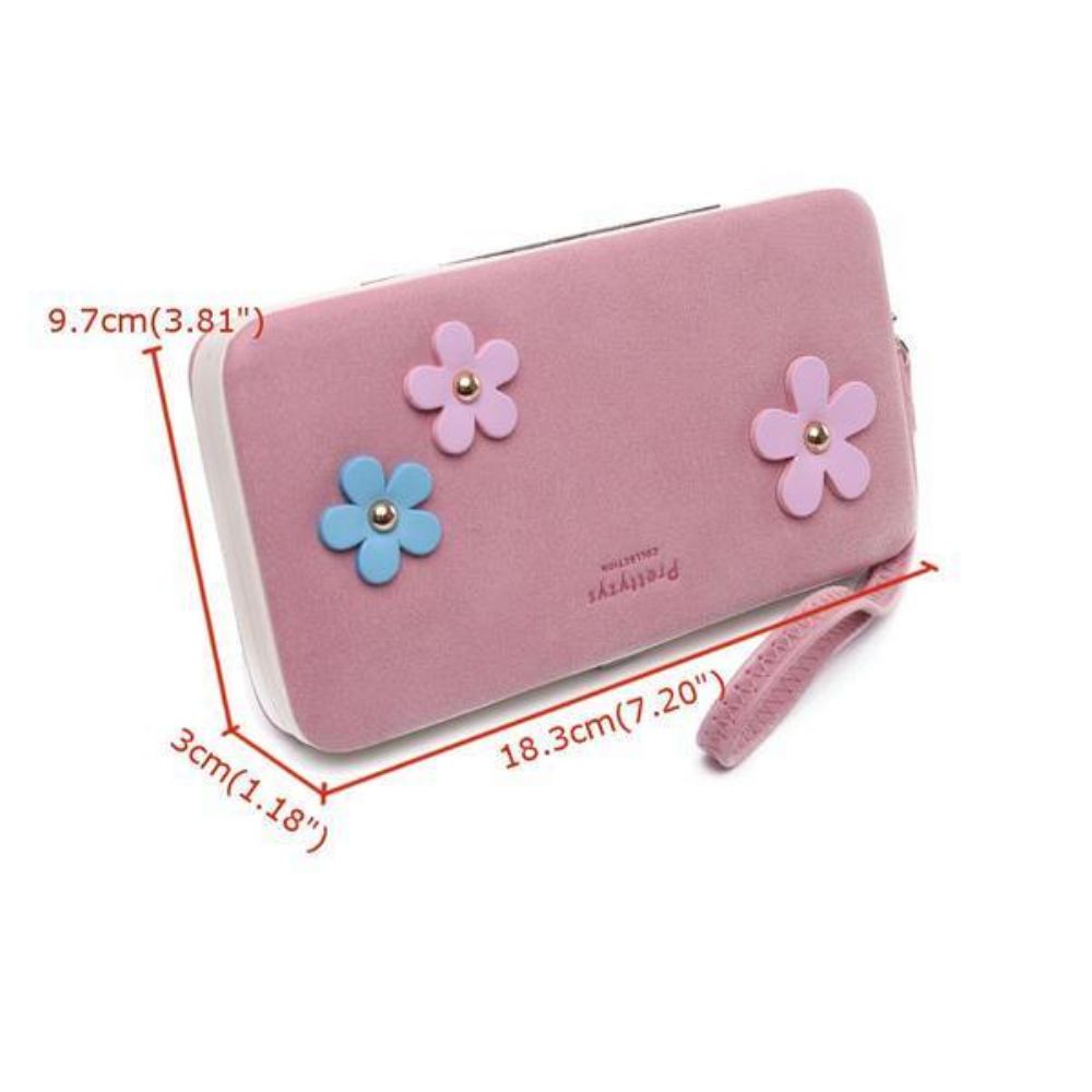 Vrouwen Bloem 5.5 Inch Telefoon Pu Portemonnee Hoesje Cover Lange Portemonnee