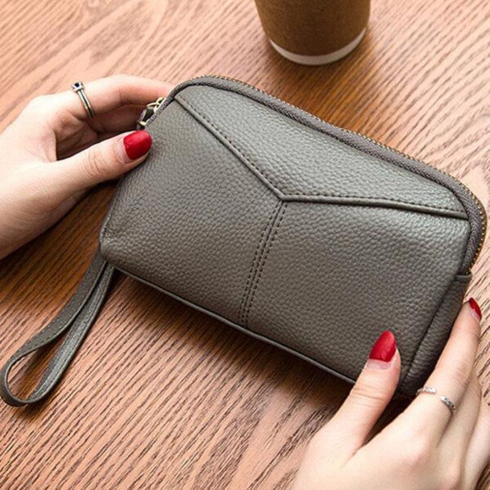 Vrouwen Echt Koeienhuid 6.3 Inch Telefoon Clutch Portemonnee Sleutels Kaart Munthouder 5 Kleuren