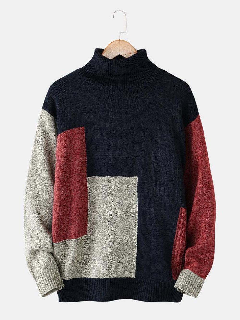 Coltrui Met Kleurblokken Heren Gebreid Geribbeld Casual Pullovers