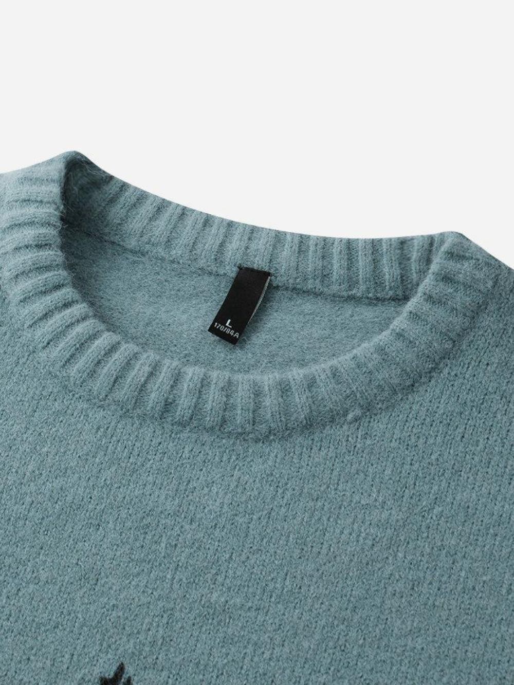 Gebreide Casual Pullover-Trui Van Katoen Met Etnisch Figuurpatroon Heren