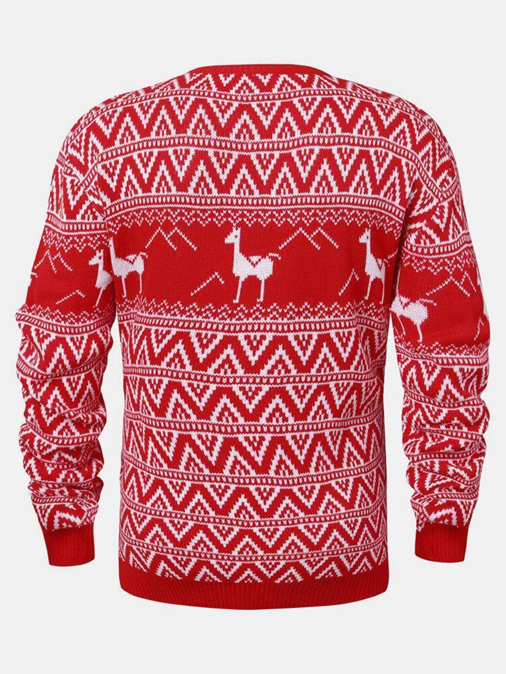 Kerst Heren Cartoon Alpaca & Geometrie Gebreide Warme Pullover Truien