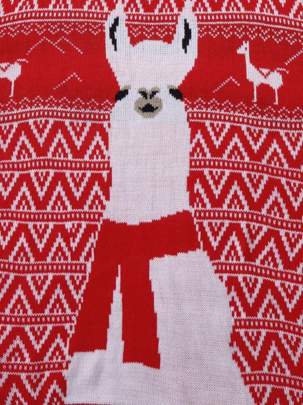 Kerst Heren Cartoon Alpaca & Geometrie Gebreide Warme Pullover Truien