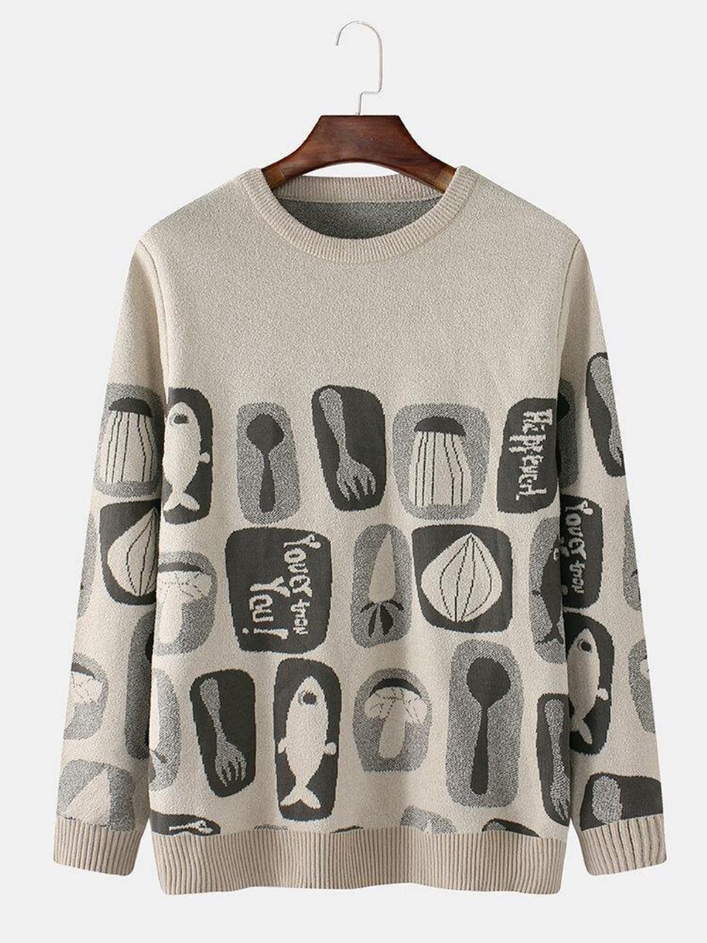 Mannen Grappige Cartoon Graphics Breien Warme Pullover Trui