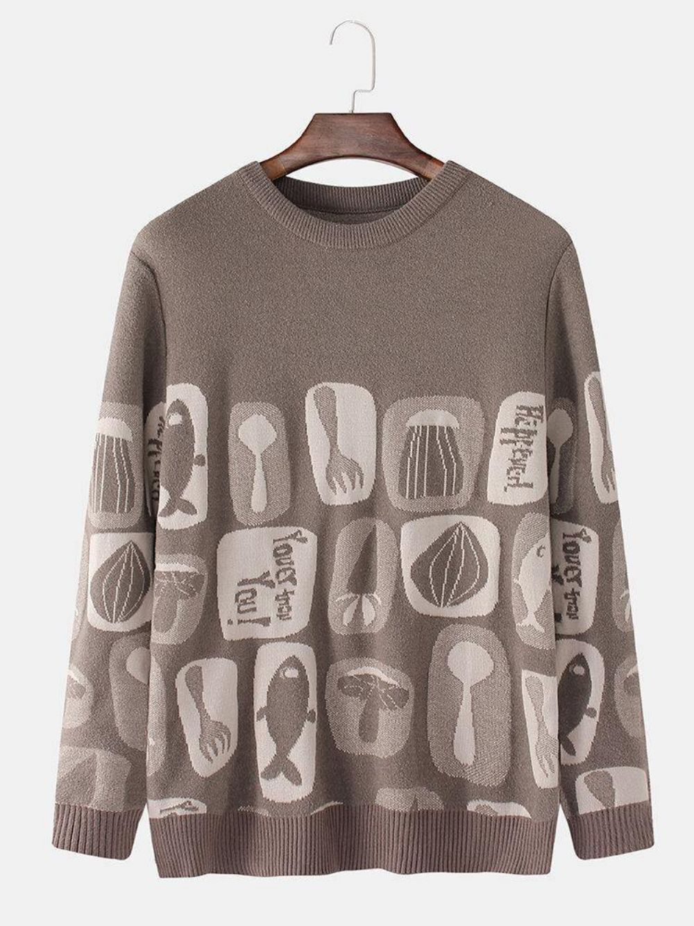 Mannen Grappige Cartoon Graphics Breien Warme Pullover Trui