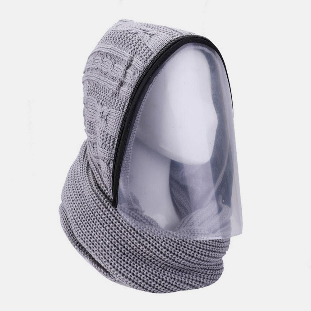 Unisex Afneembare Warm Houden Stofdichte Rits Nekbescherming Gebreide Gezichtsmasker Sjaal