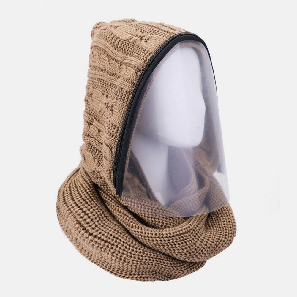 Unisex Afneembare Warm Houden Stofdichte Rits Nekbescherming Gebreide Gezichtsmasker Sjaal