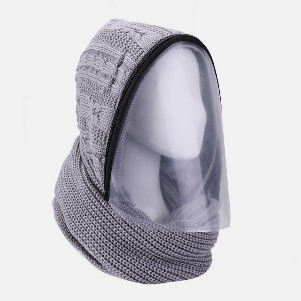 Unisex Afneembare Warm Houden Stofdichte Rits Nekbescherming Gebreide Gezichtsmasker Sjaal