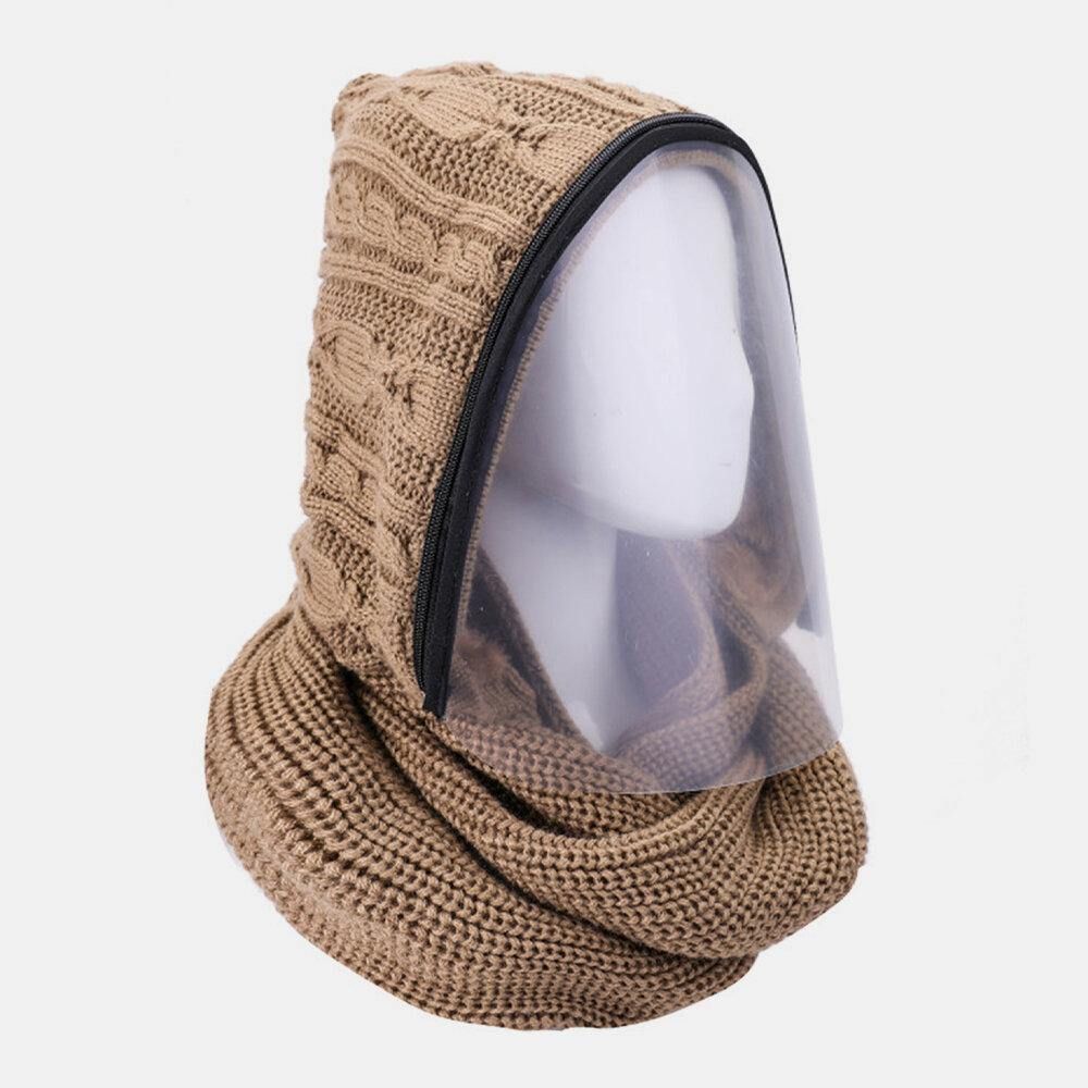 Unisex Afneembare Warm Houden Stofdichte Rits Nekbescherming Gebreide Gezichtsmasker Sjaal