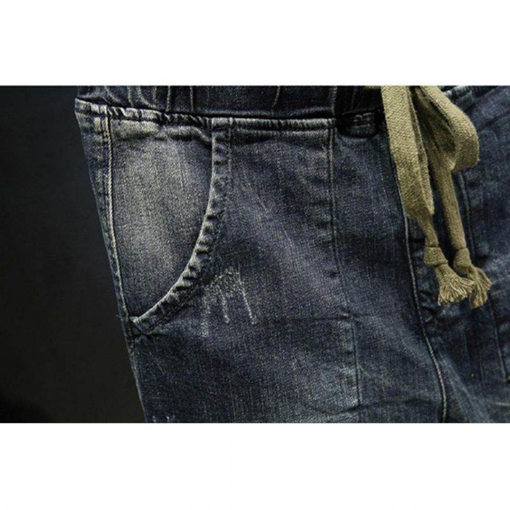 Casual Gewassen Harem-Jeans Met Trekkoord Heren