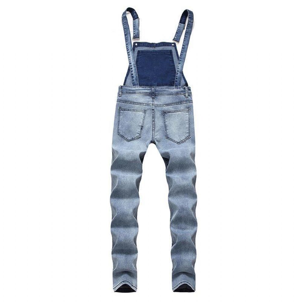 Denim Overalls Bretels Gescheurde Jeans Heren