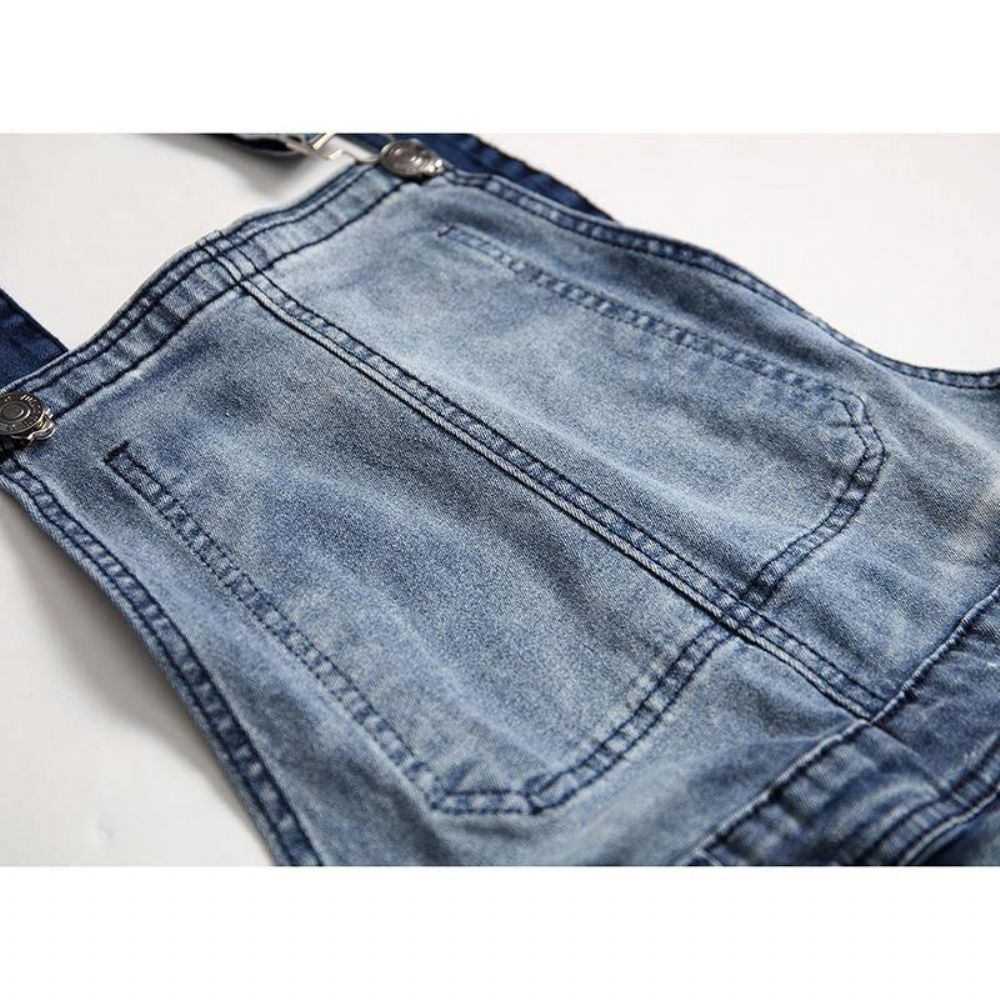 Denim Overalls Bretels Gescheurde Jeans Heren