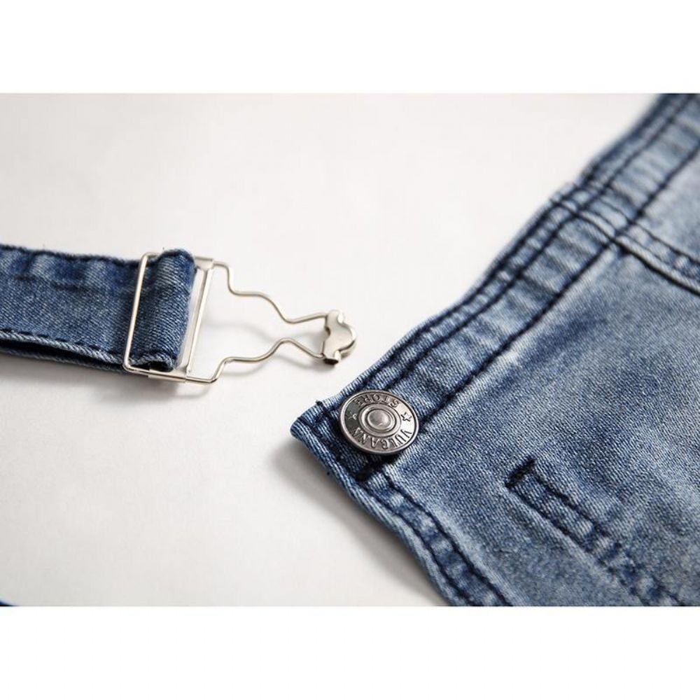 Denim Overalls Bretels Gescheurde Jeans Heren