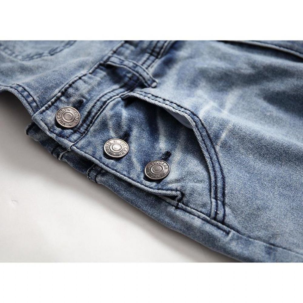 Denim Overalls Bretels Gescheurde Jeans Heren