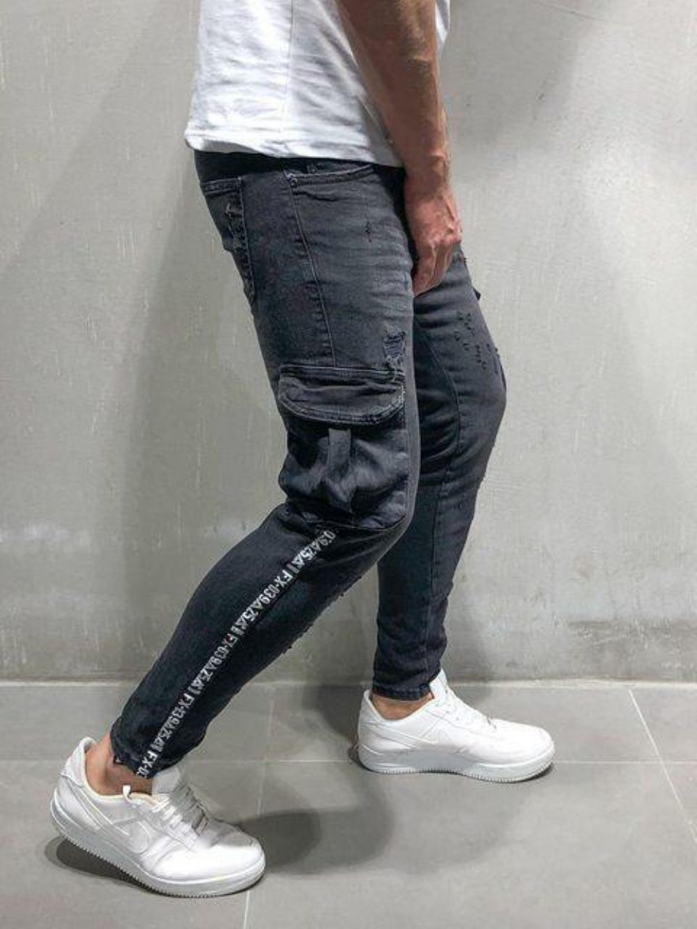 Heren Hole Small Feet Broek Europa De Verenigde Staten Foot Zipper Jeans Nieuw