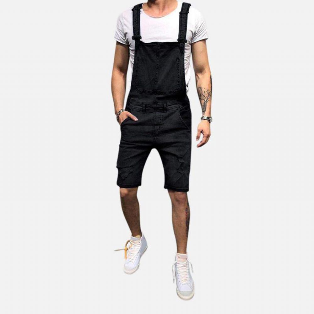 Heren Slim Fit Denim Korte Casual Jumpsuit