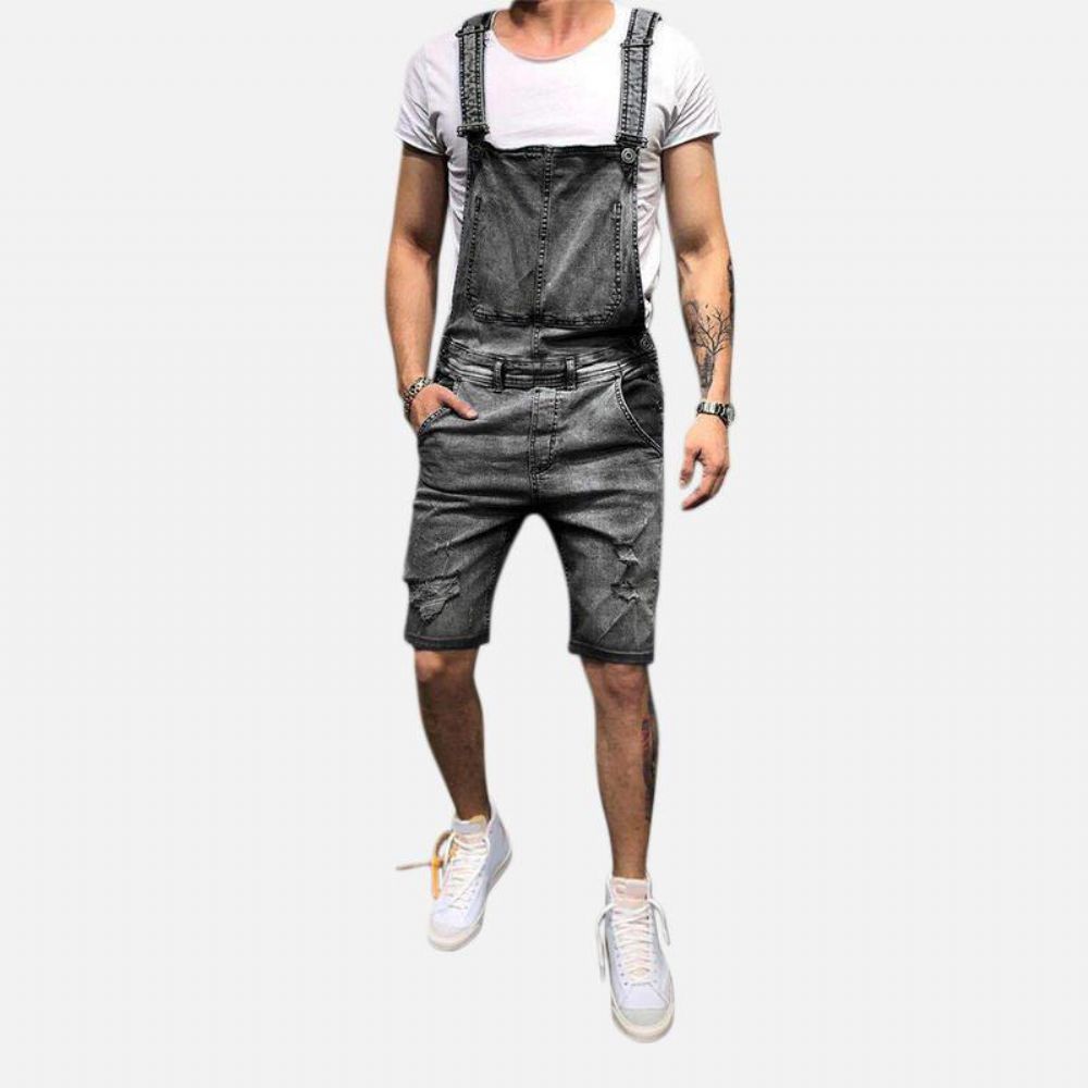 Heren Slim Fit Denim Korte Casual Jumpsuit