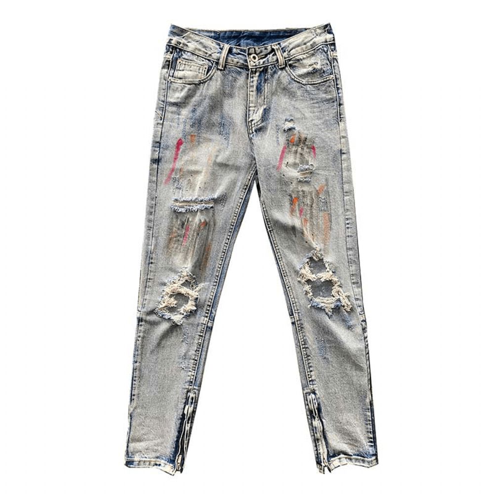 High Street Splash Ink Paint Rendering Gescheurde Jeans