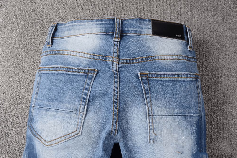 Jeans Met Gestreepte Patch Patch Heren