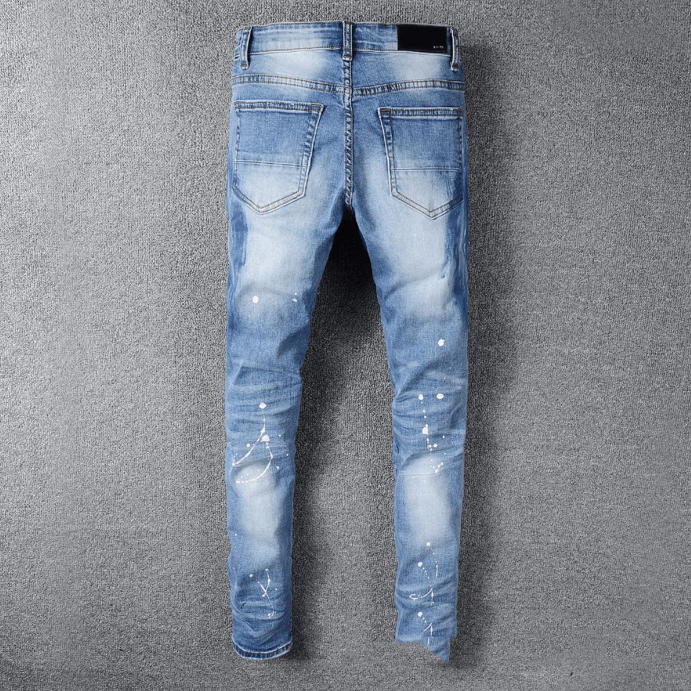 Jeans Met Gestreepte Patch Patch Heren