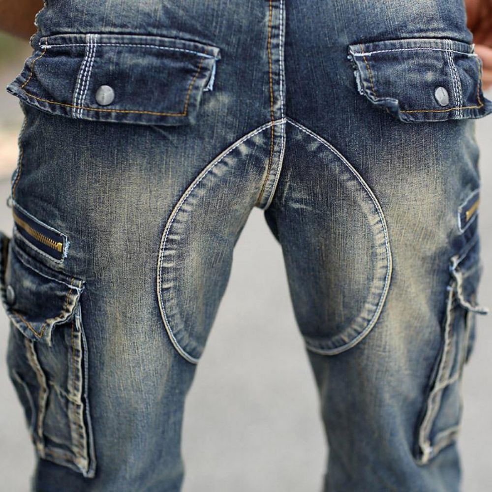 Retro Jeans Met Meerdere Zakken Tot Over De Knie