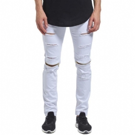 Skinny Hiphop-Jeans Met Gescheurde Knie Rits