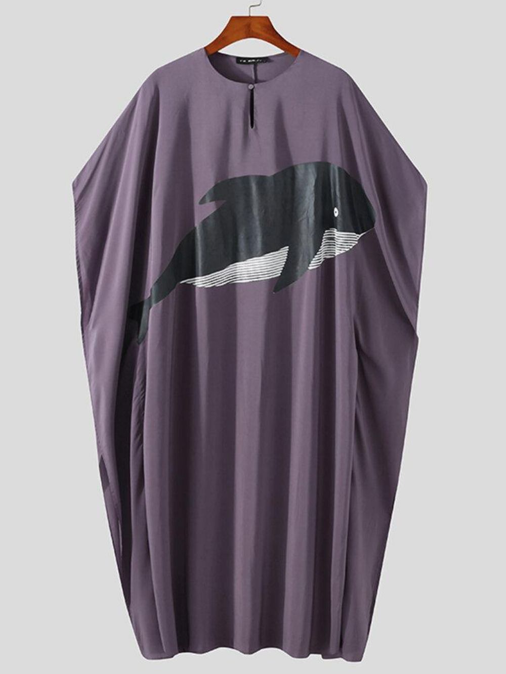 Casual Herenponcho Kaftan Met Walvisprint Knoophals