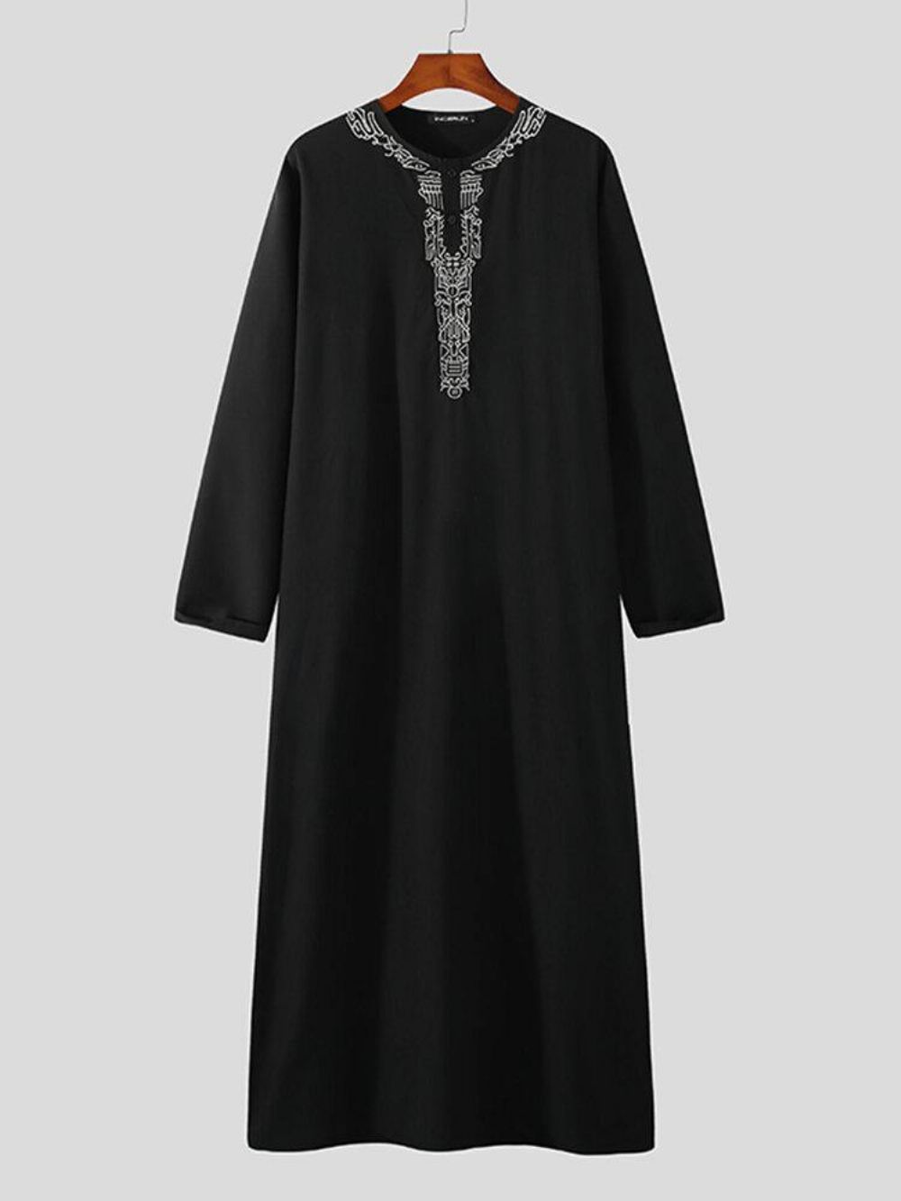 Casual Kaftan-Gewaad Met Lange Mouwen Heren Met Geborduurde Knopen