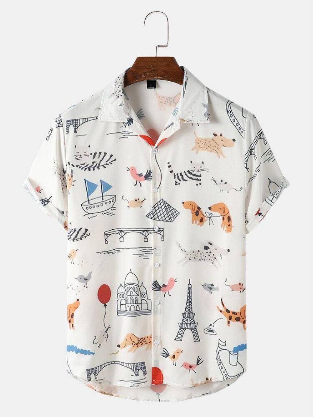 Casual Overhemden Met Cartoon-Dierenprint Heren