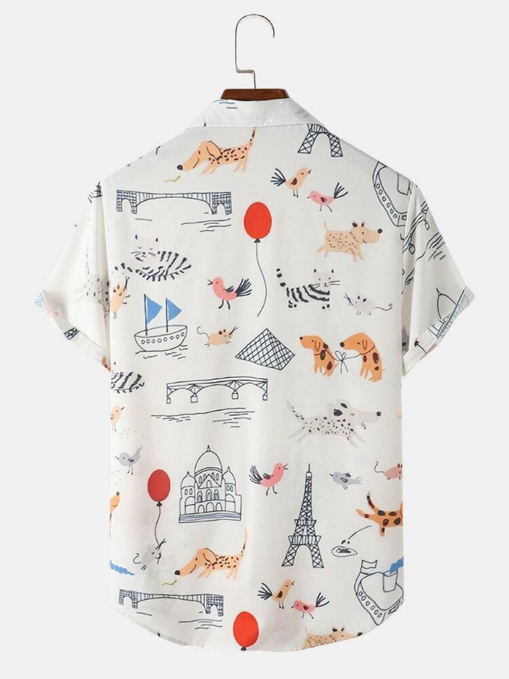 Casual Overhemden Met Cartoon-Dierenprint Heren