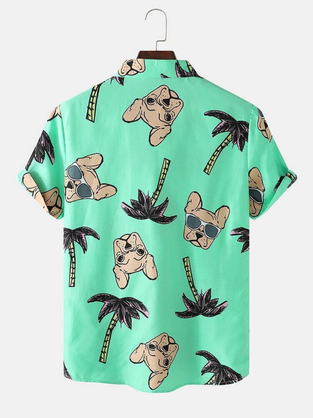 Hawaï-Vakantieshirts Heren Met Cartoon-Hond Kokospalmprint