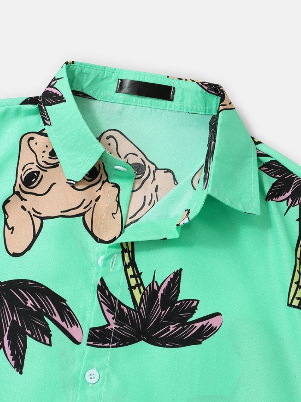 Hawaï-Vakantieshirts Heren Met Cartoon-Hond Kokospalmprint