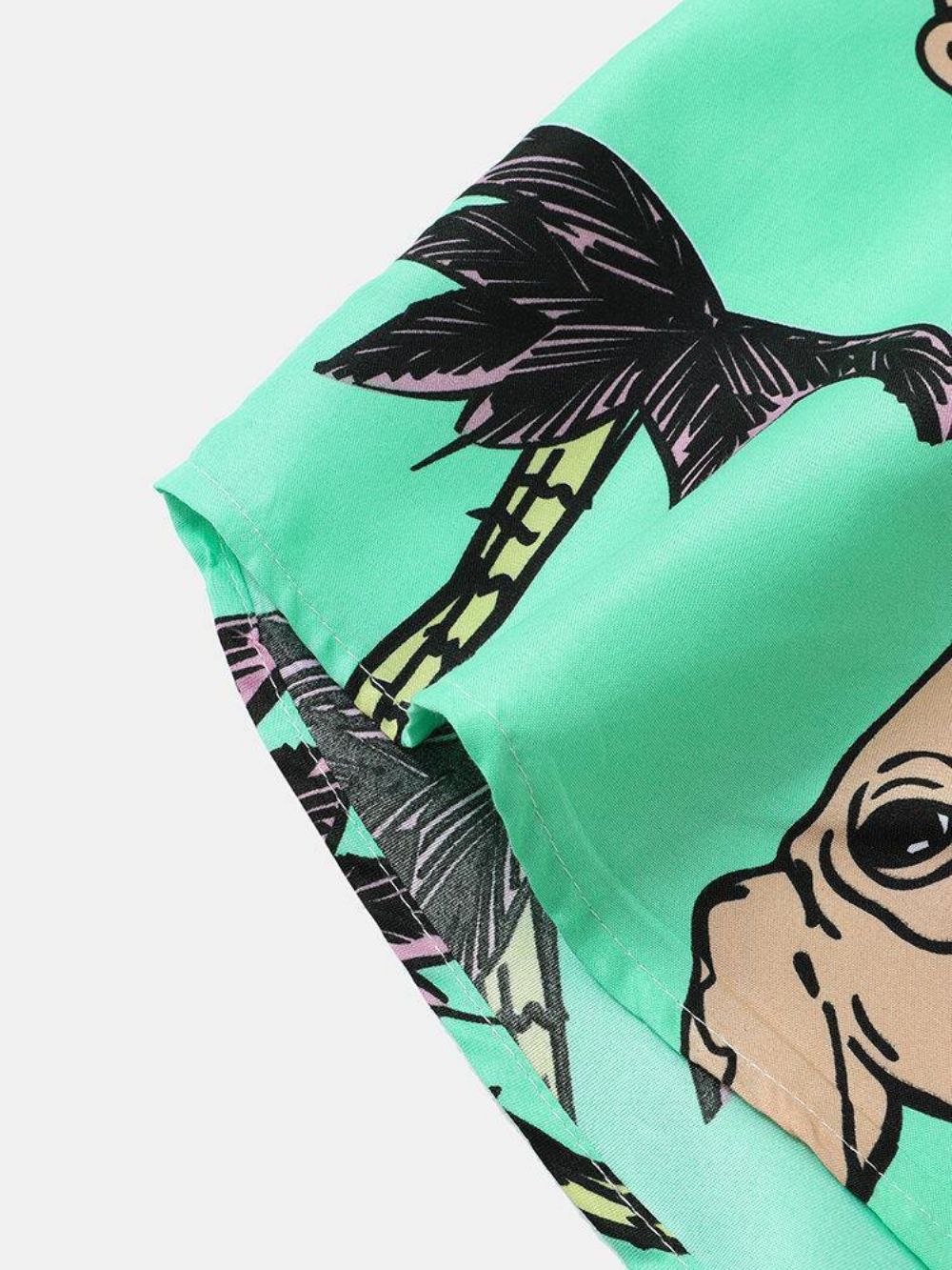 Hawaï-Vakantieshirts Heren Met Cartoon-Hond Kokospalmprint