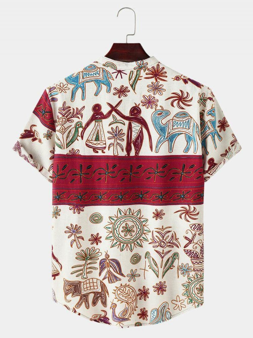 Heren Causaal Tribal Patroon Doodle Holiday Henley Shirts