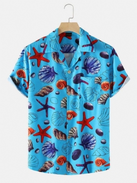 Holiday Starfish Ocean Element Print-Overhemden Met Reverskraag Heren