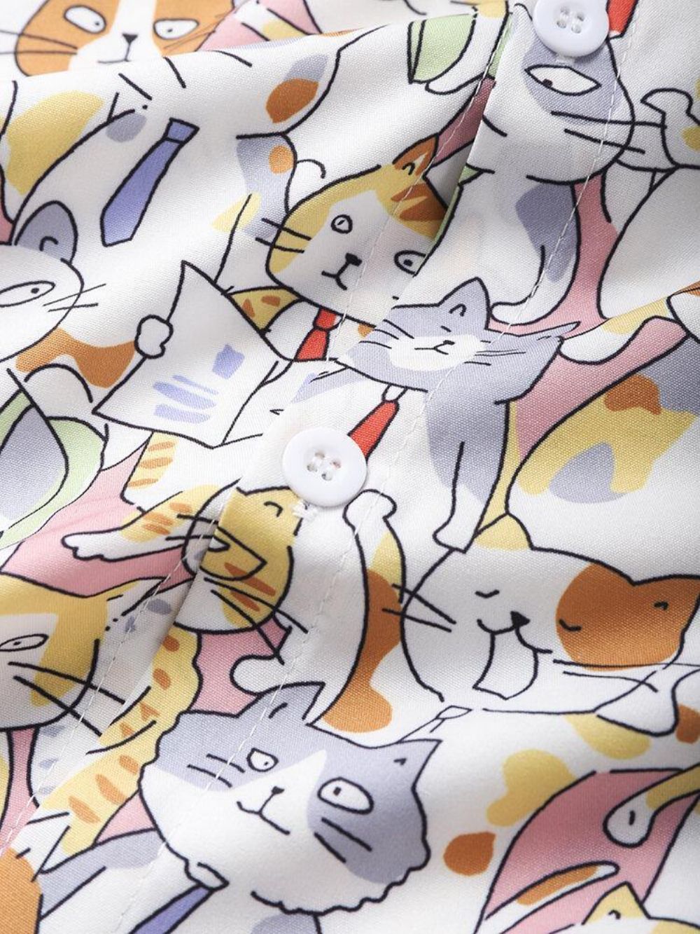 Leuke Overhemden Heren Met All-Over Kattenprint Dierenprint